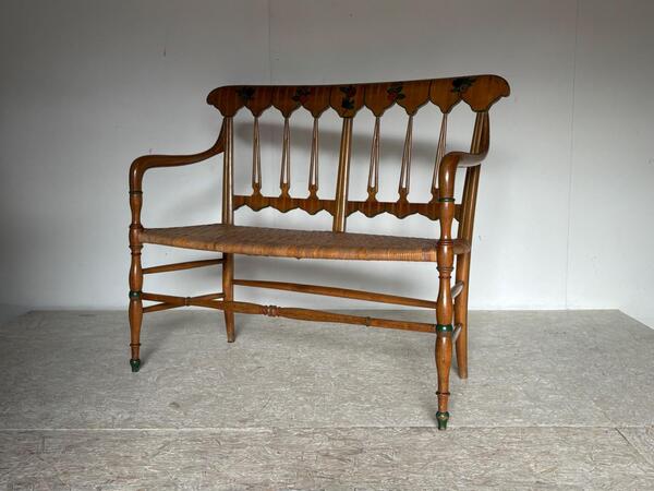 Chiavari banquette art deco  en cannage . Italie vers 1925 