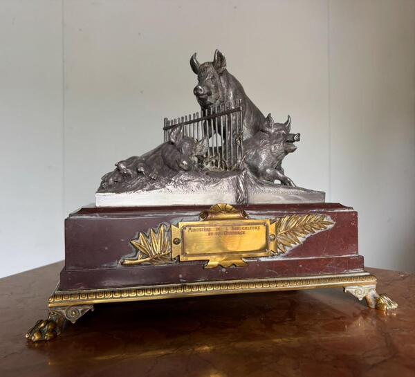Christofle and Cie Paris importante sculpture animaliere bronze argente vers 1870