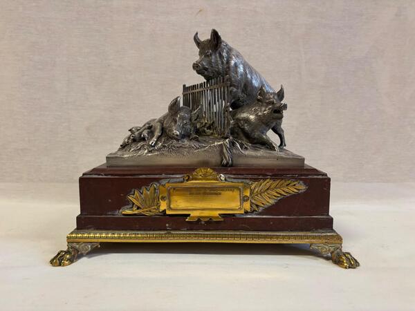 Christofle and Cie Paris importante sculpture animaliere bronze argente vers 1870