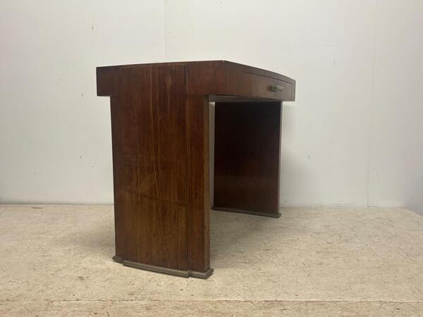 Maison Dominique petit bureau en palissandre et bronze nickele vers 1930